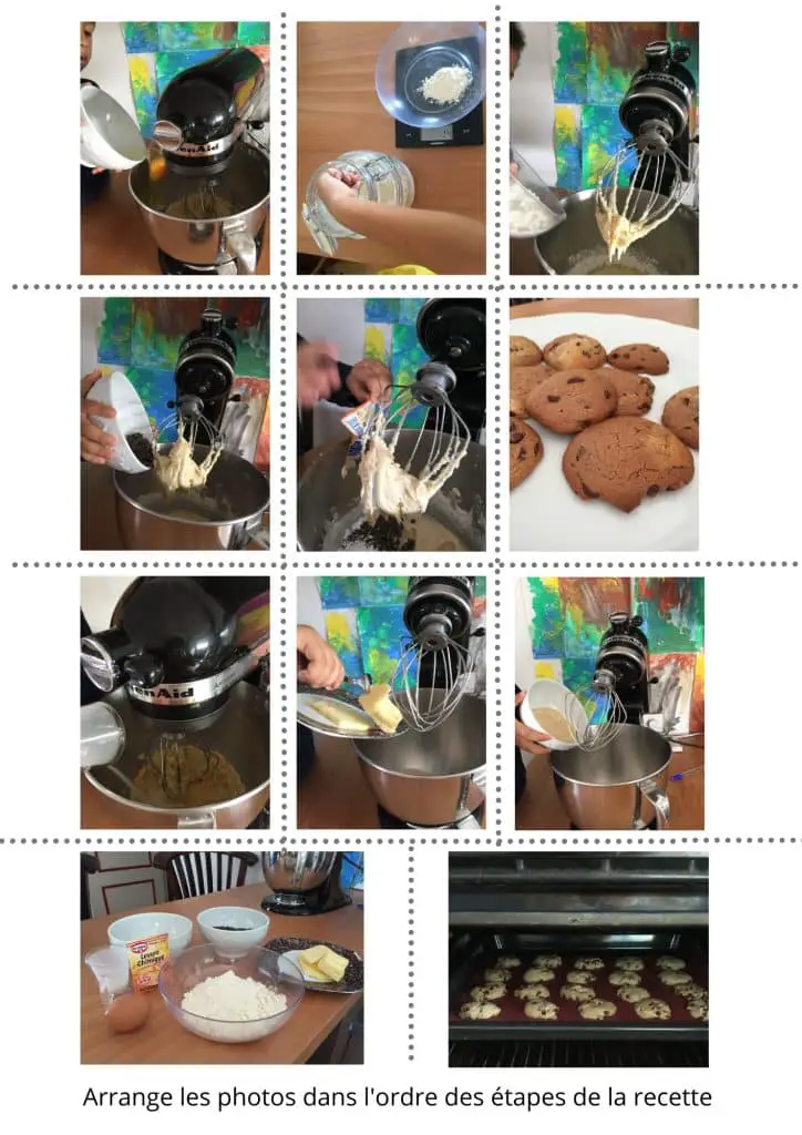 Photo des étapes de la recette des cookies aux pépites de chocolat