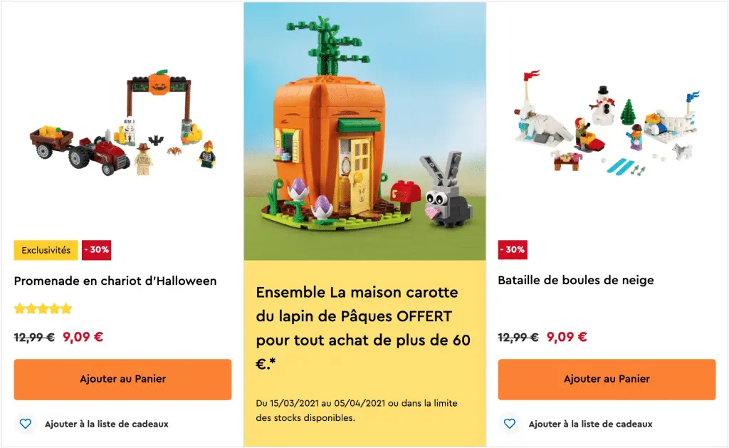 Les promotions du site LEGO permettent d'avoir des réductions ou des cadeaux gratuits