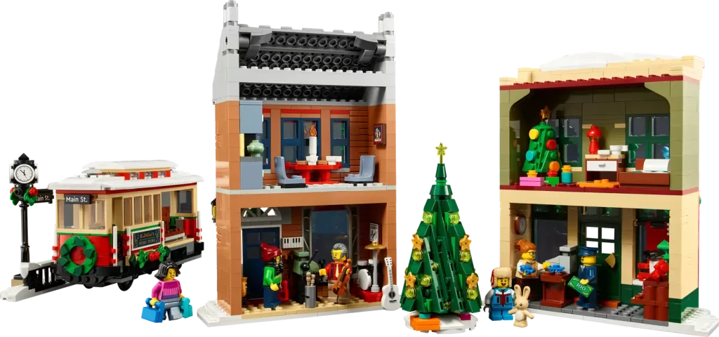 La grande rue décorée pour les fêtes, un set LEGO idéal pour Noël